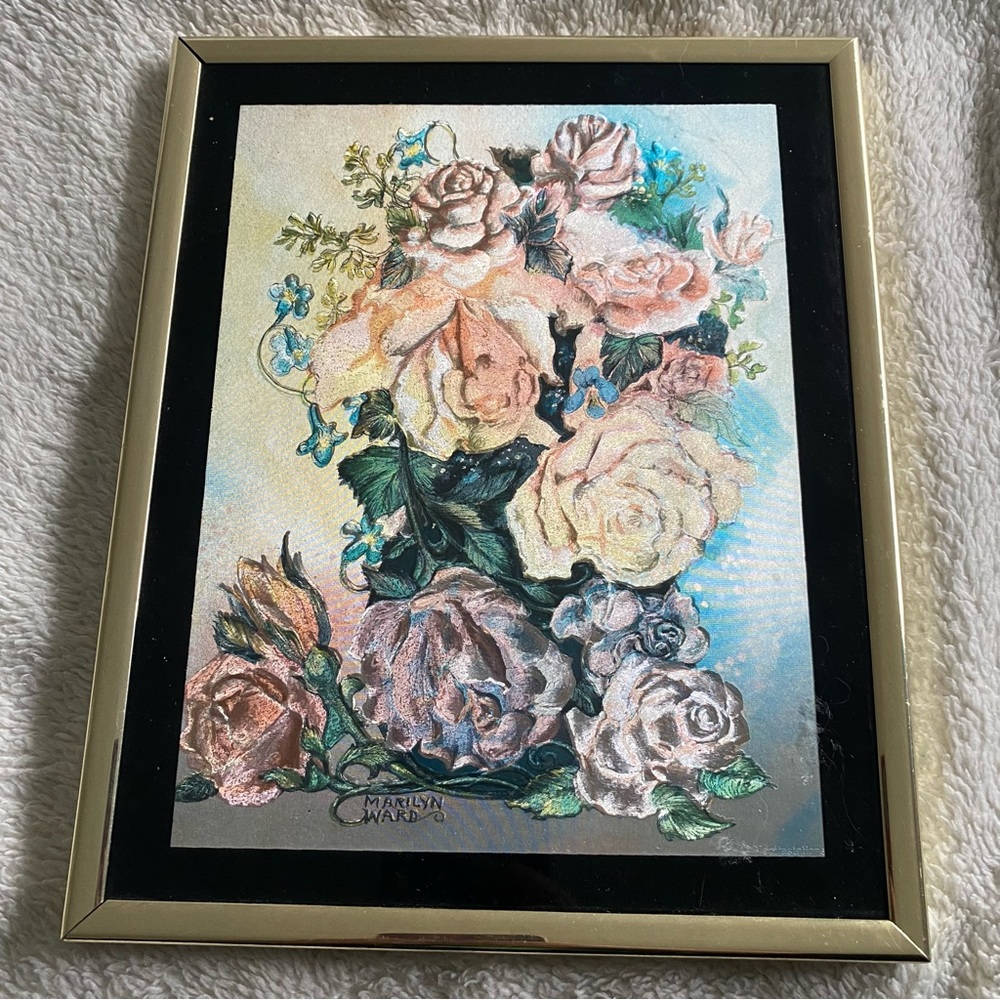Vintage Manifestations floral art piece 8x10 Marilyn Ward optical illusion